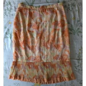 1990s/Y2K Agusto Collection Pleated Lace Trimmed Midi